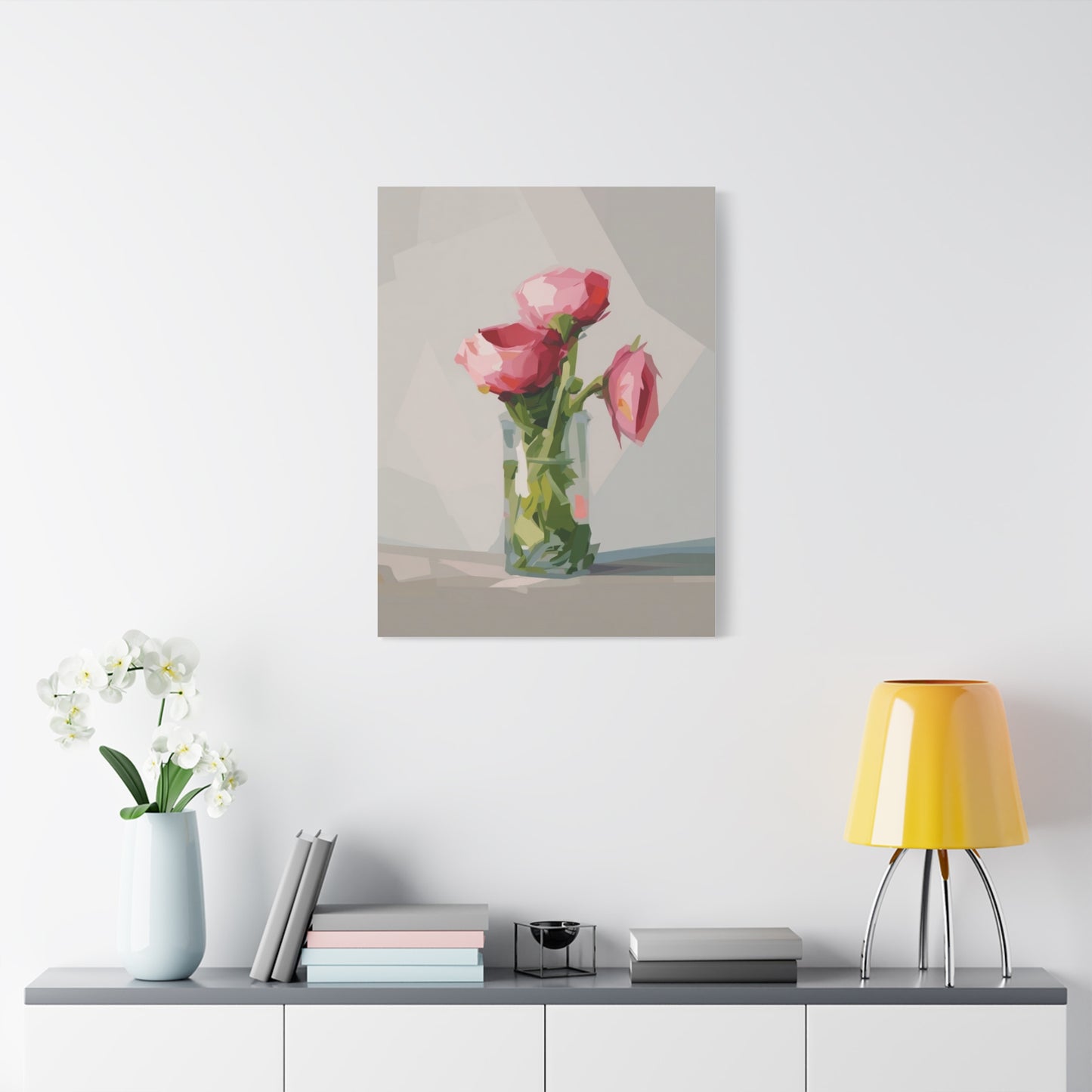 Pink Floral Vase Canvas Print — Stretched Matte Wall Art