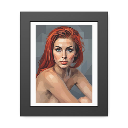 Framed Poster — Geometric Redhead Portrait Art Print