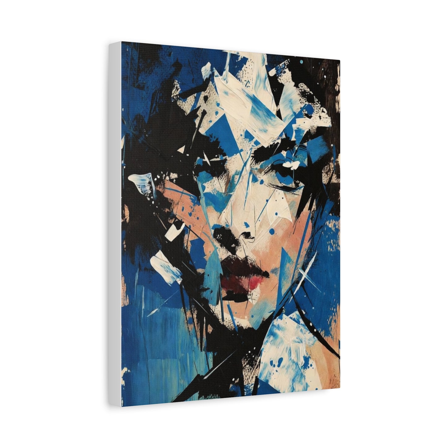 Abstract Blue Portrait Canvas Print — Modern Stretched Wall Art