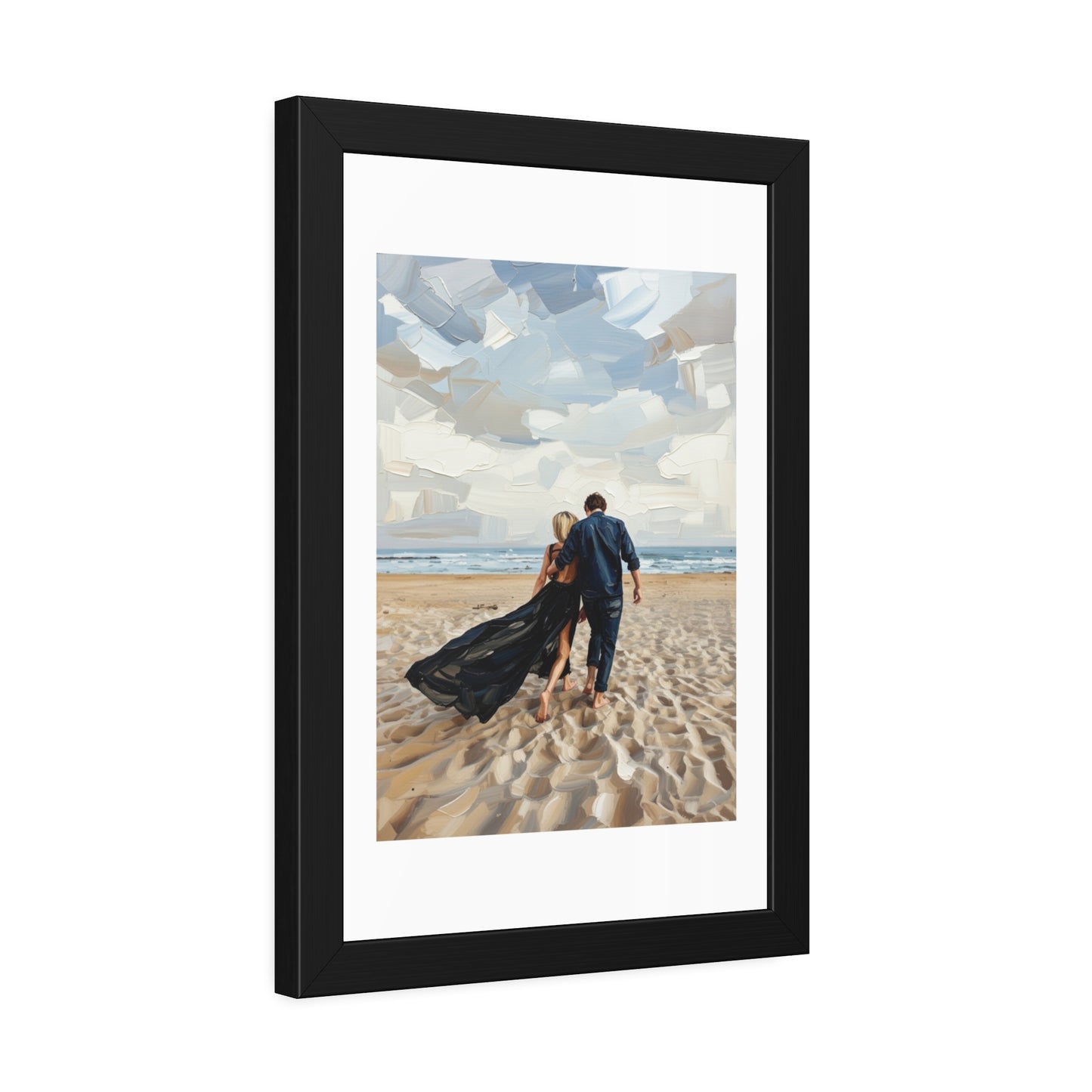 Framed Poster — Romantic Beach Couple Art Print