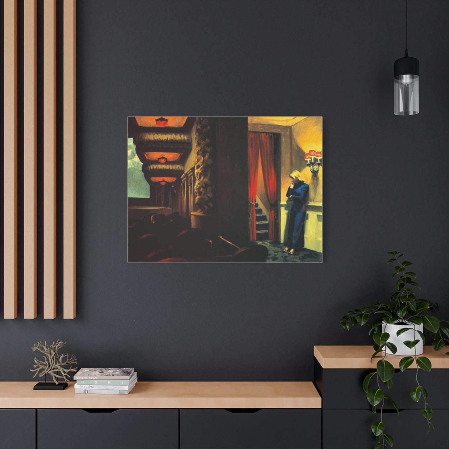 New York movie by Edward hopper Matte Canvas Wall Art Print