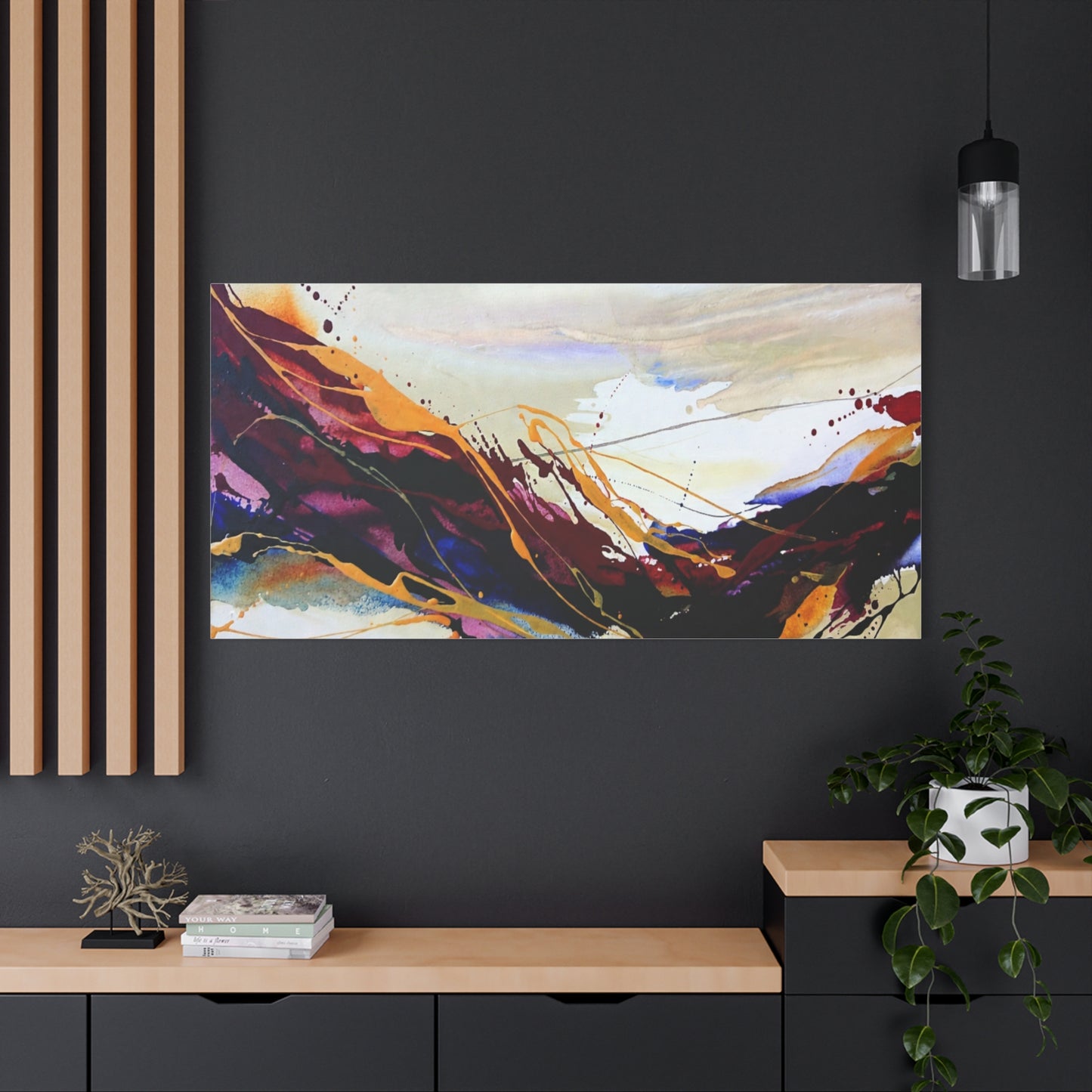 Abstract Color Flow Matte Stretched Canvas – Vibrant Modern Wall Art