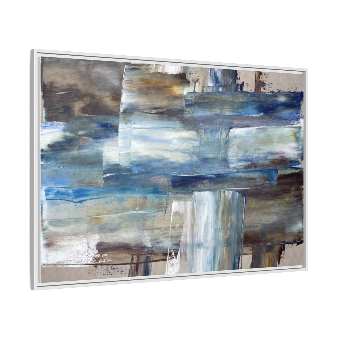 Abstract Blue Coastal Matte Canvas Framed Wall Art