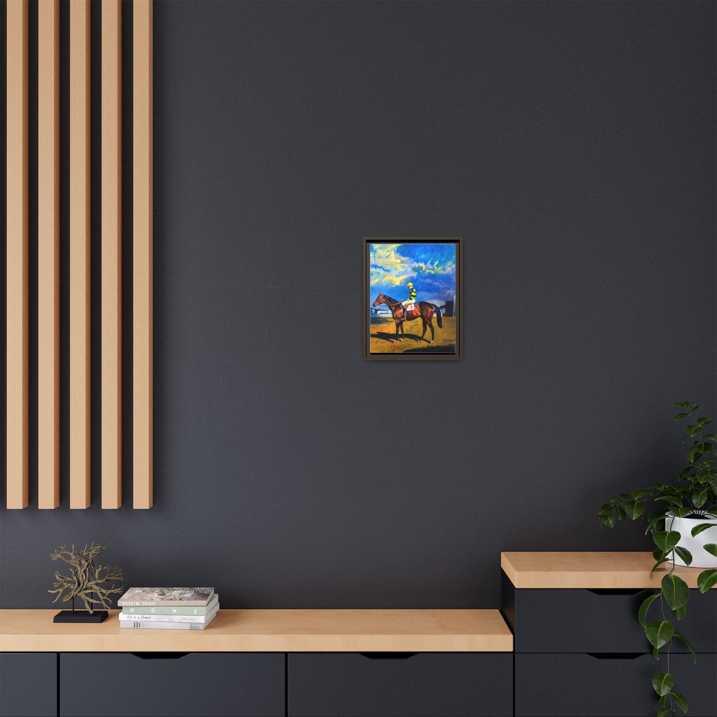 Framed Matte Canvas — Jockey on Racehorse Vintage Equestrian Wall Art