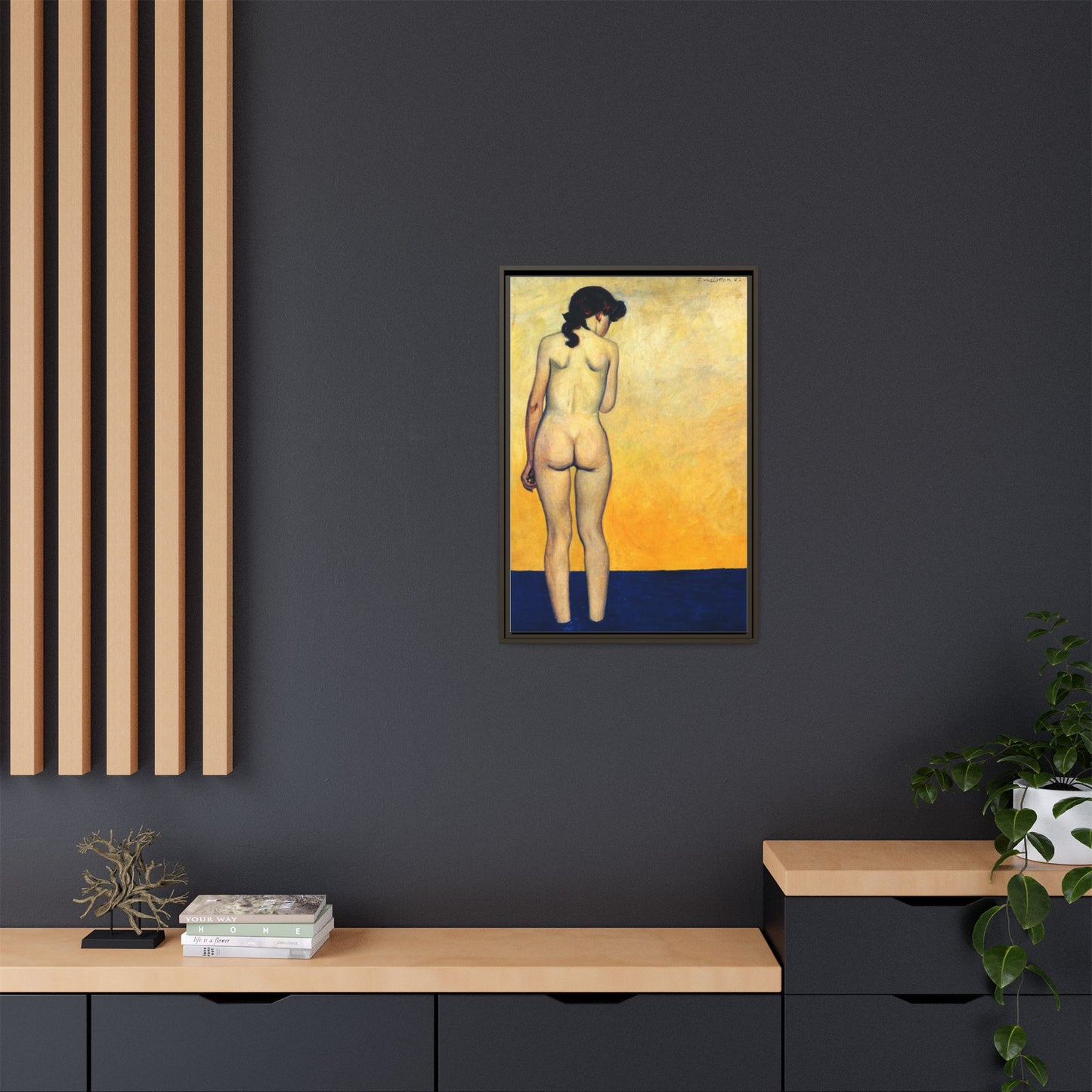 Adolescente entrant dans l'eau by Félix Vallotton Framed Matte Canvas Wall Art Print