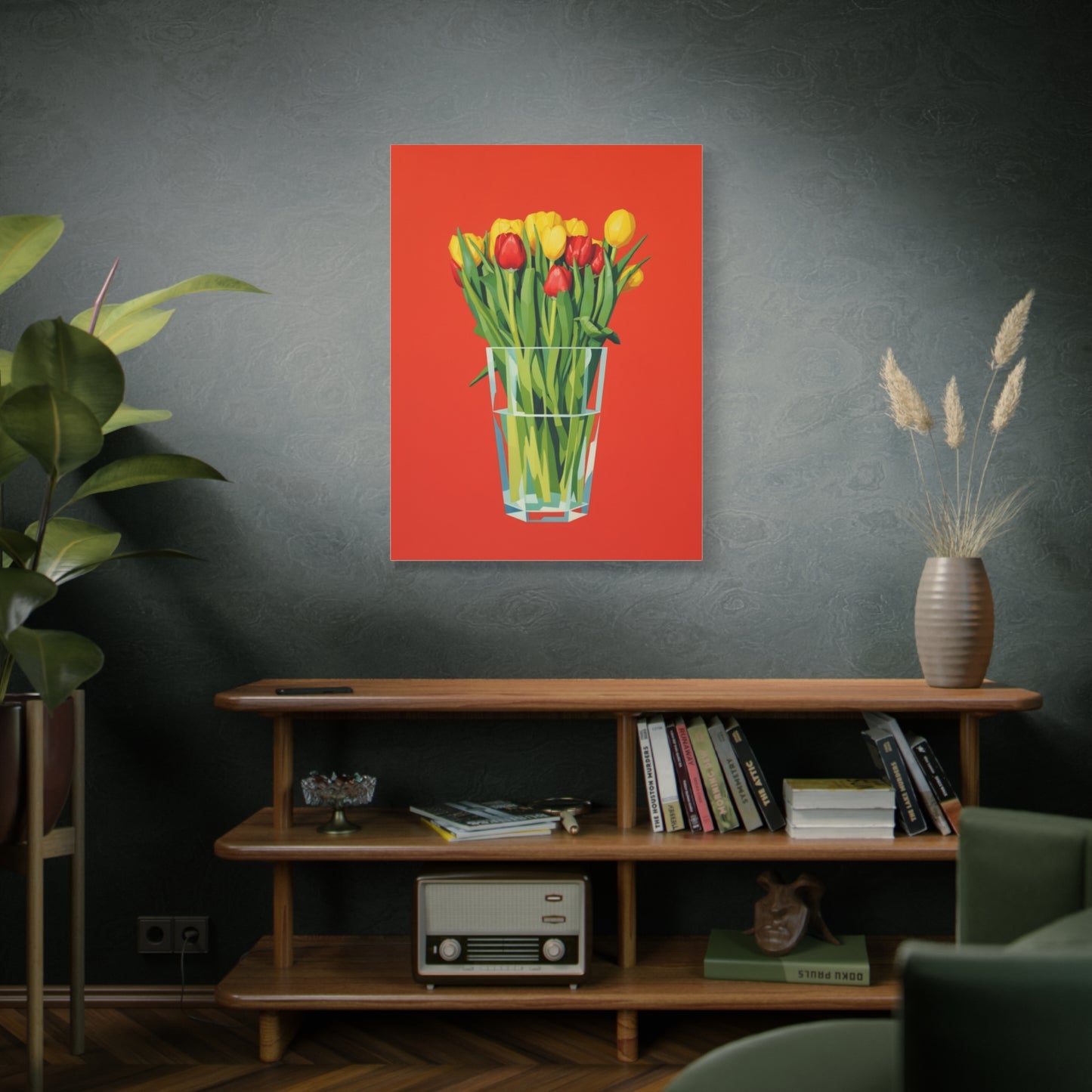 Tulip Bouquet Canvas Print — Vibrant Red Floral Wall Art