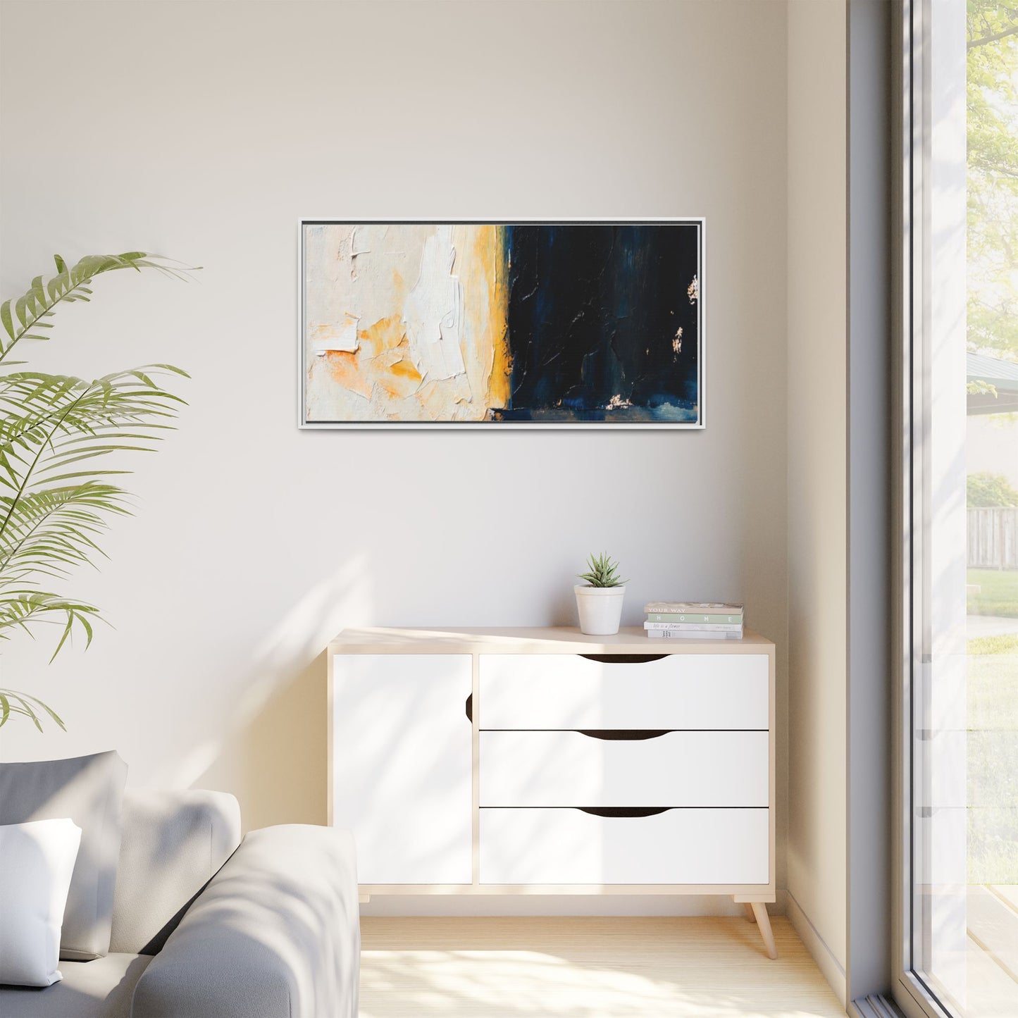 Abstract Coastal Texture Framed Canvas Art — Matte Multi-Color Wall Print