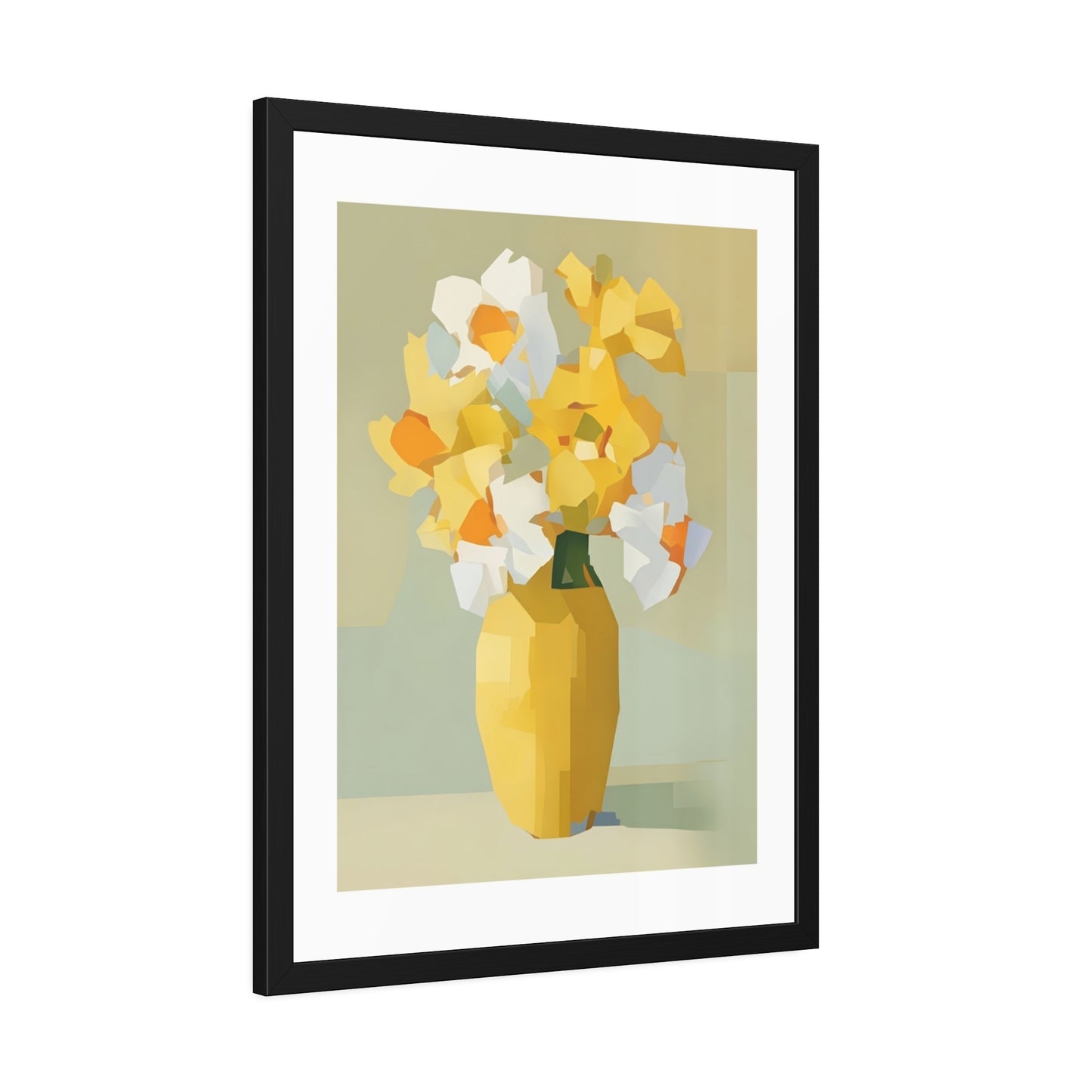 Framed Poster — Yellow Floral Vase Wall Art (Modern Abstract Bouquet)