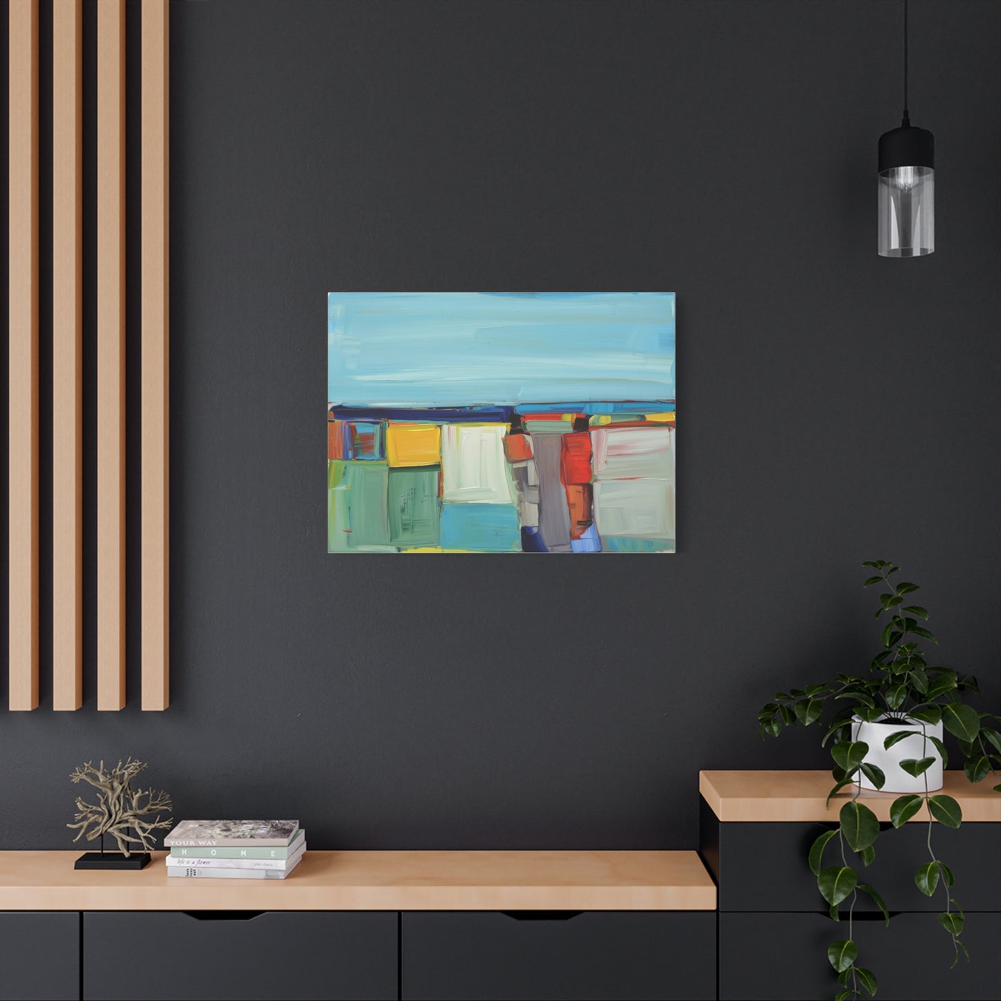 Abstract Coastal Landscape Canvas Print — Colorful Modern Seascape Wall Art