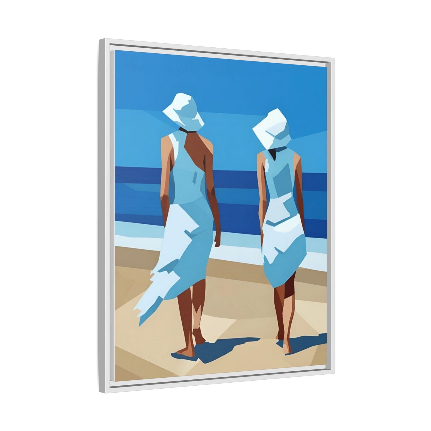 Seaside Stroll Matte Canvas Framed Print — Coastal Beach Art