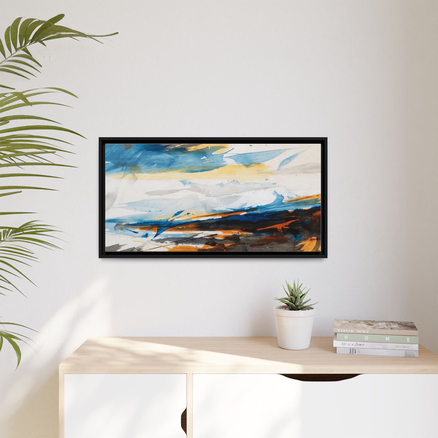 Abstract Coastal Waves Matte Canvas Framed Wall Art