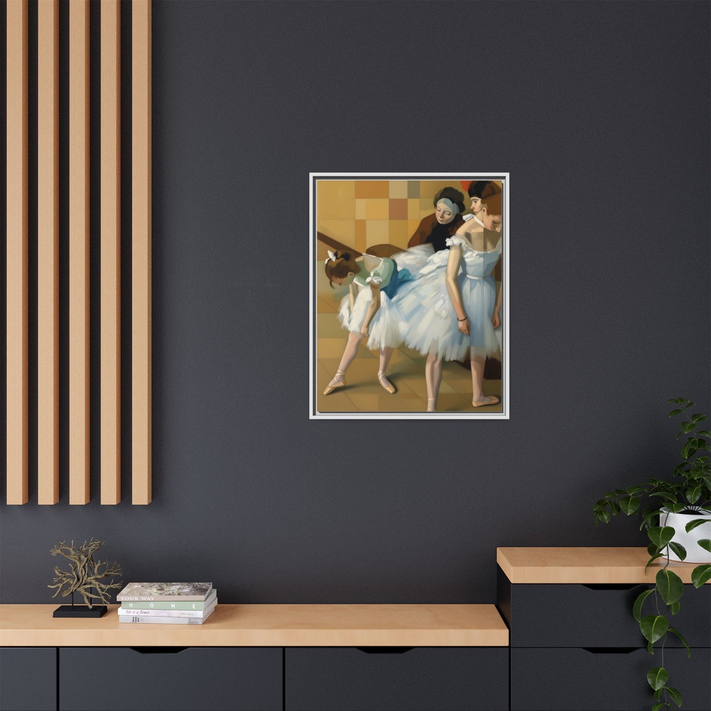 Ballet Dancers Matte Framed Canvas – Impressionist Dance Wall Art
