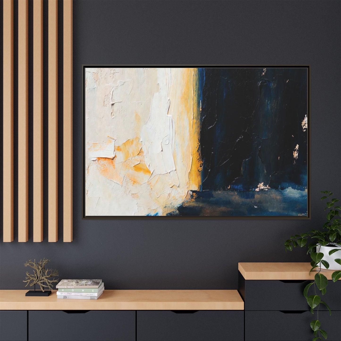 Abstract Coastal Texture Framed Canvas Art — Matte Multi-Color Wall Print