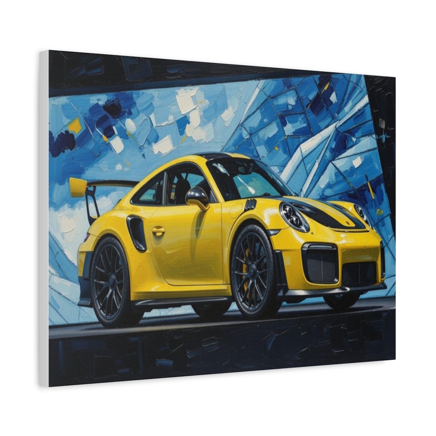 Yellow Porsche Sports Car Canvas Print — Modern Automotive Wall Art