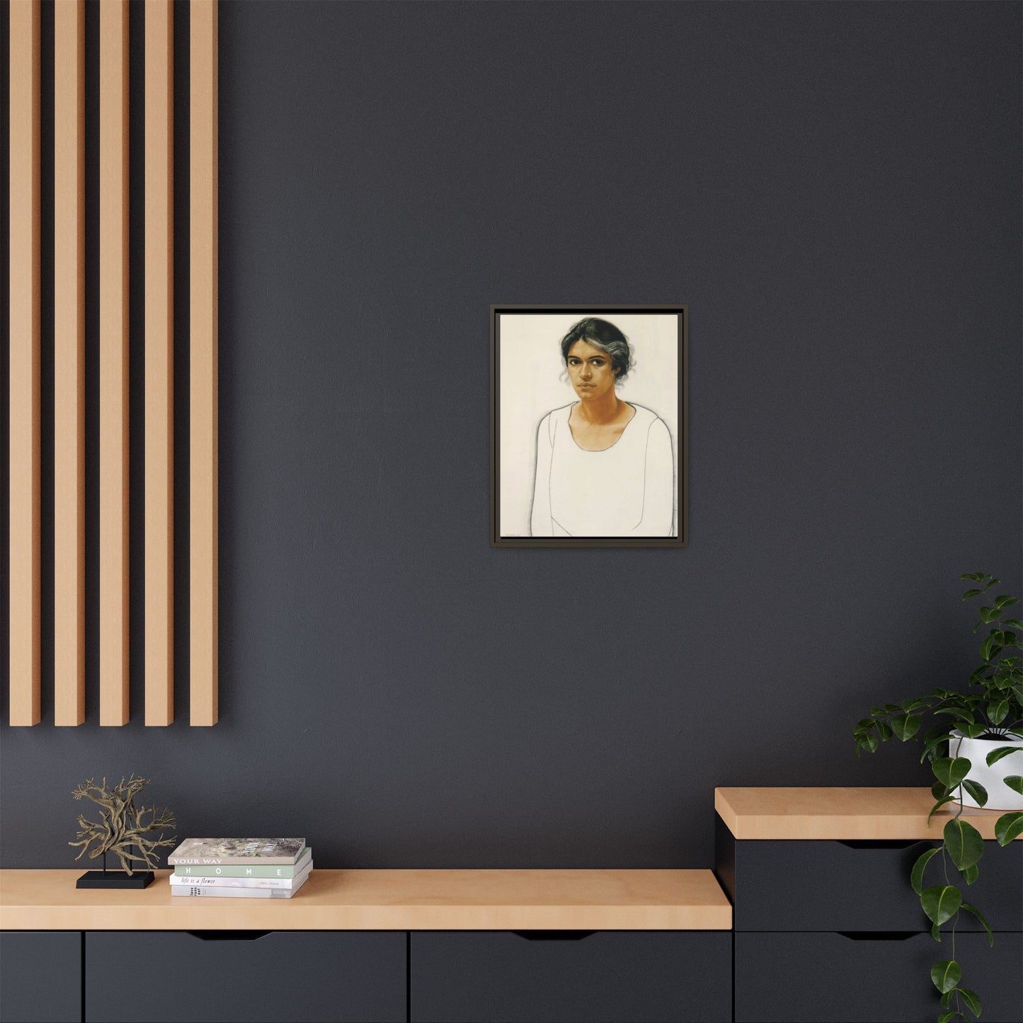 Portrait of a Woman by Winold Reiss Framed Matte Canvas Portrait Print