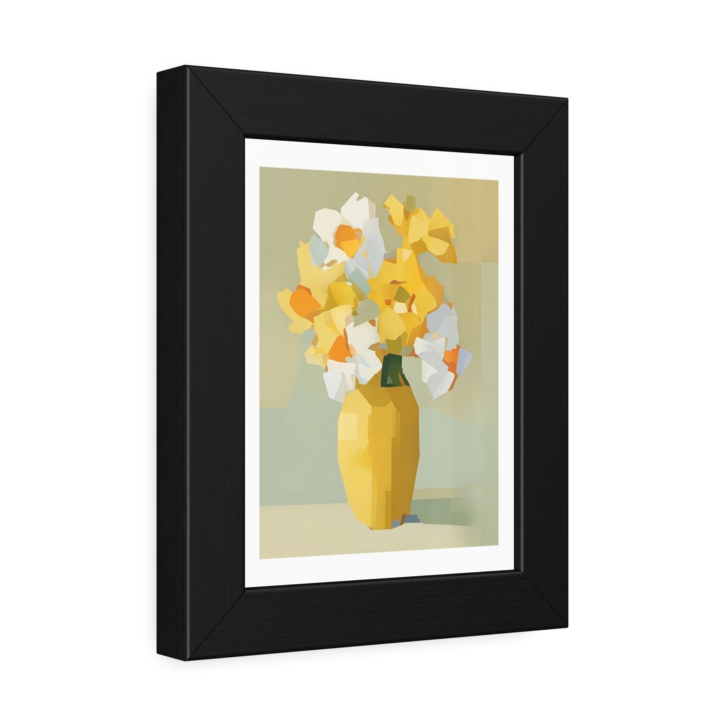 Framed Poster — Yellow Floral Vase Wall Art (Modern Abstract Bouquet)