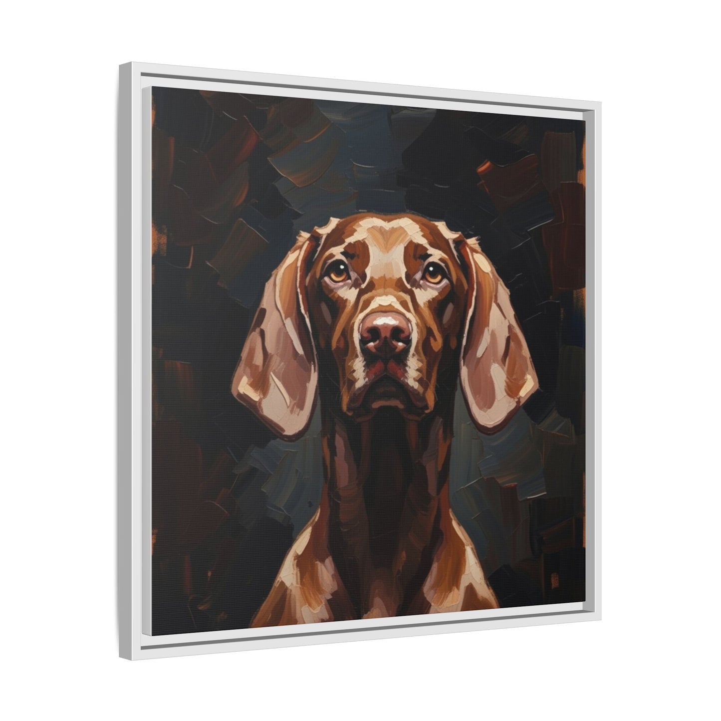 Framed Matte Canvas Dog Portrait – Brown Vizsla Wall Art