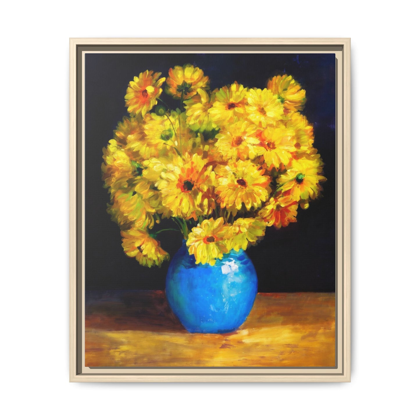 Yellow Daisy Bouquet Matte Canvas Framed Wall Art