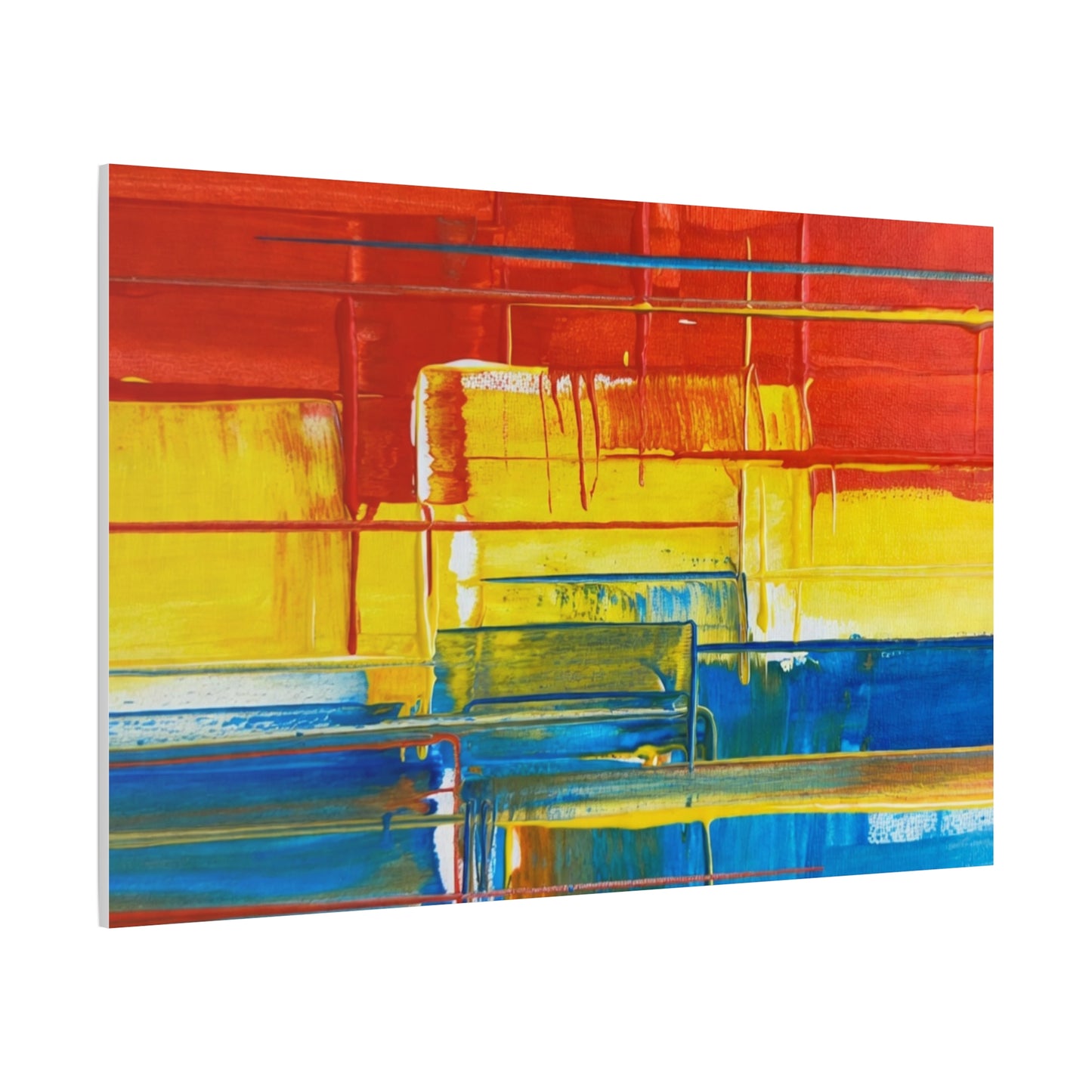 Abstract Color Block Canvas Print — Vibrant Red, Yellow & Blue Stretched Wall Art