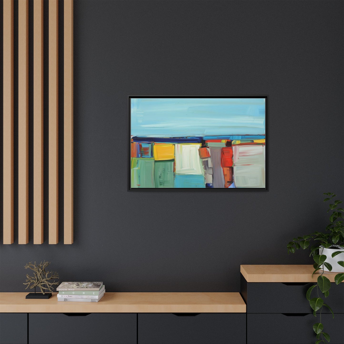 Abstract Coastal Blocks Matte Canvas Print (Framed)
