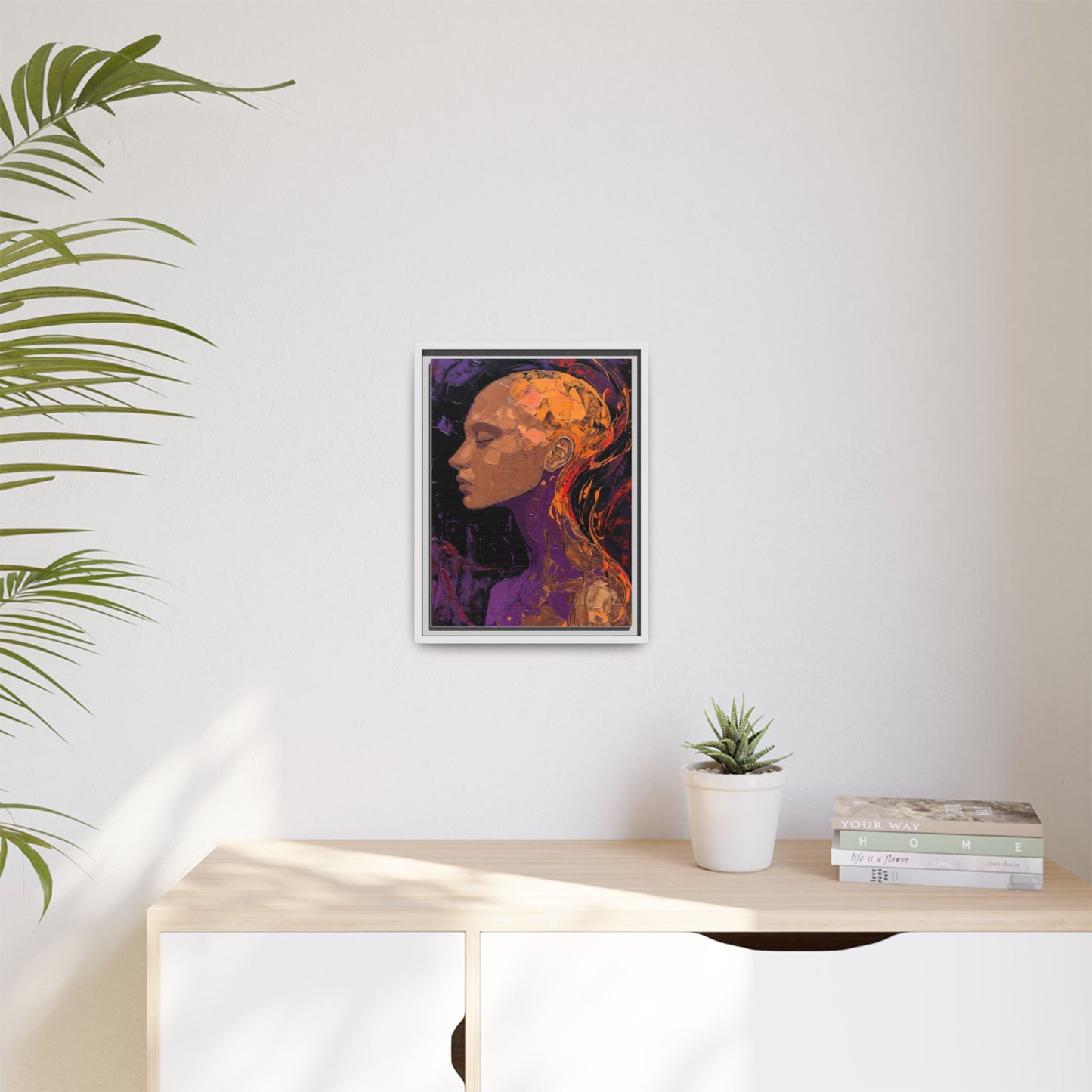 Abstract Profile Portrait Matte Framed Canvas — Multicolor Feminine Art Print