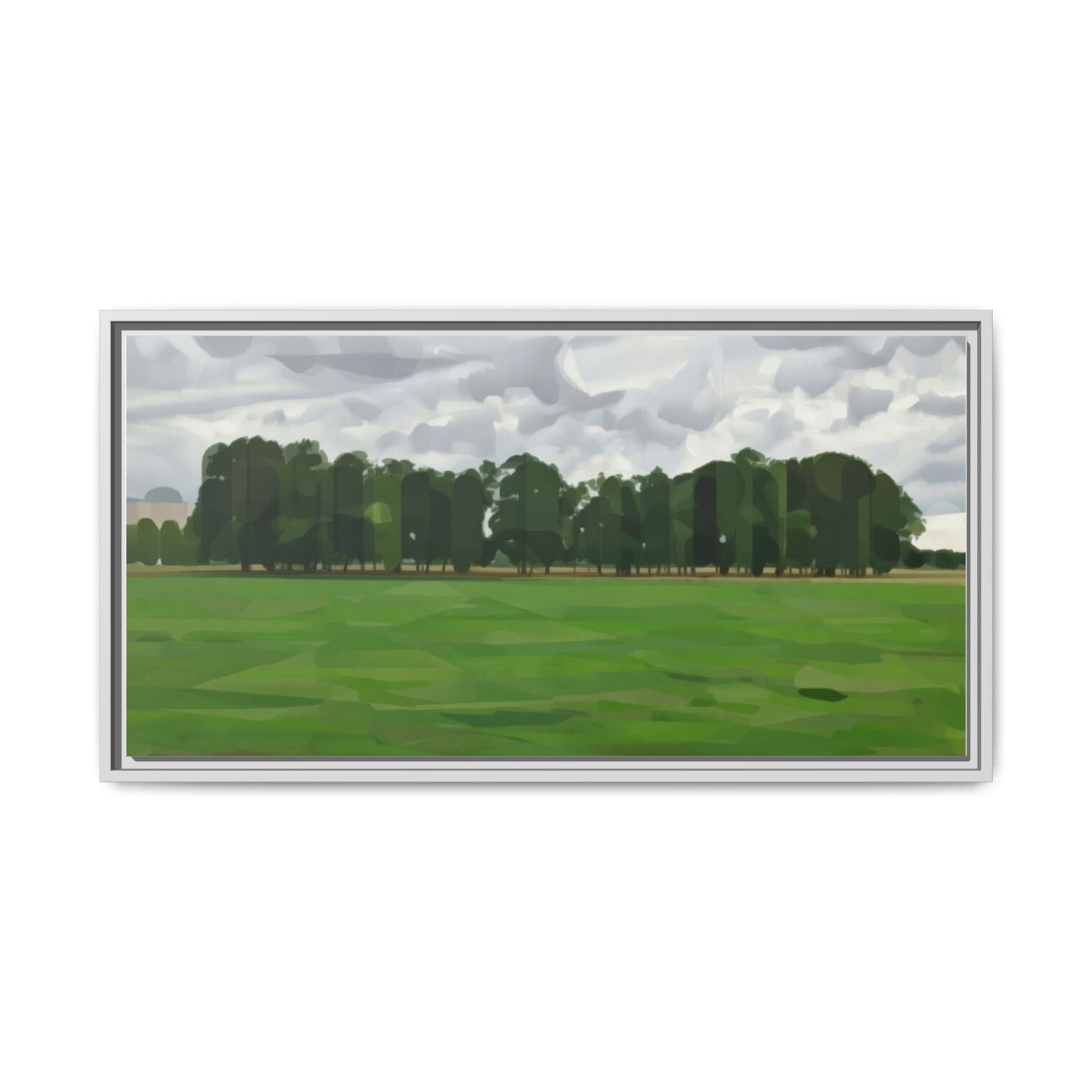 Framed Matte Canvas Print — Minimalist Green Landscape Art