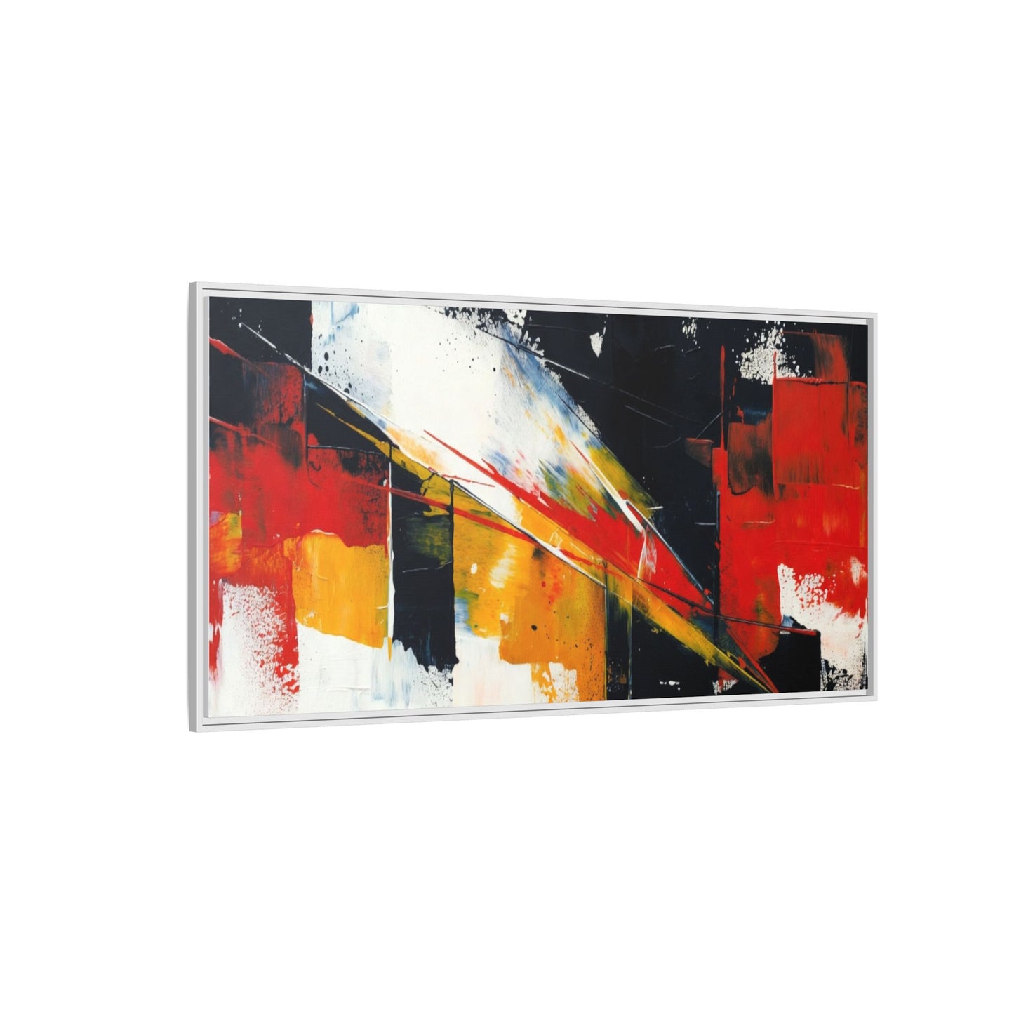 Abstract Red & Black Framed Canvas Print — Modern Geometric Wall Art
