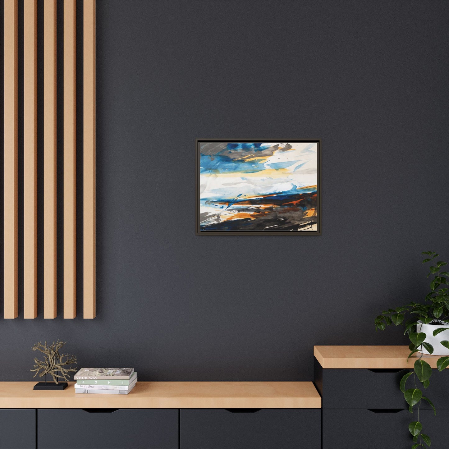 Abstract Coastal Waves Matte Canvas Framed Wall Art