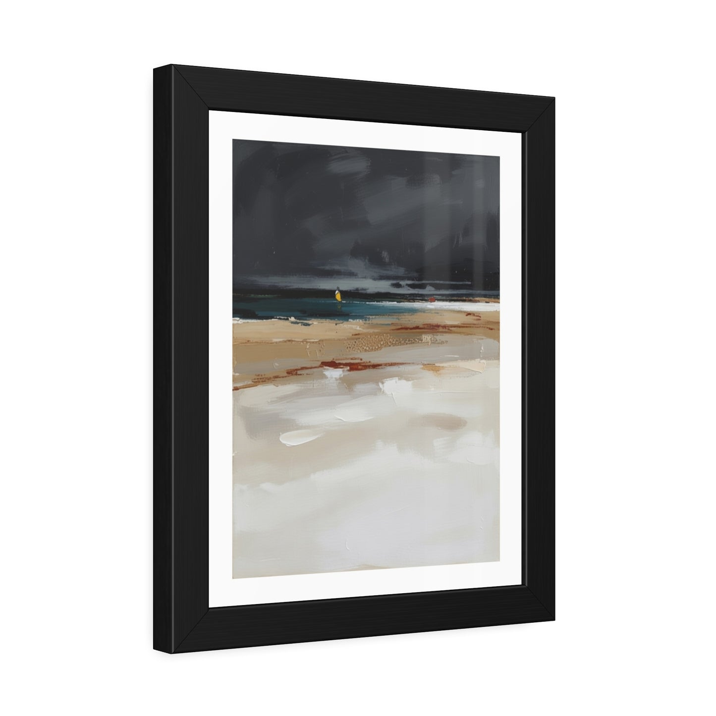 Framed Coastal Beach Print — Moody Seascape Poster in Black Frame