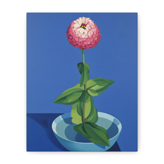 Pink Zinnia Still Life Matte Canvas Wall Art — Stretched 1.25"