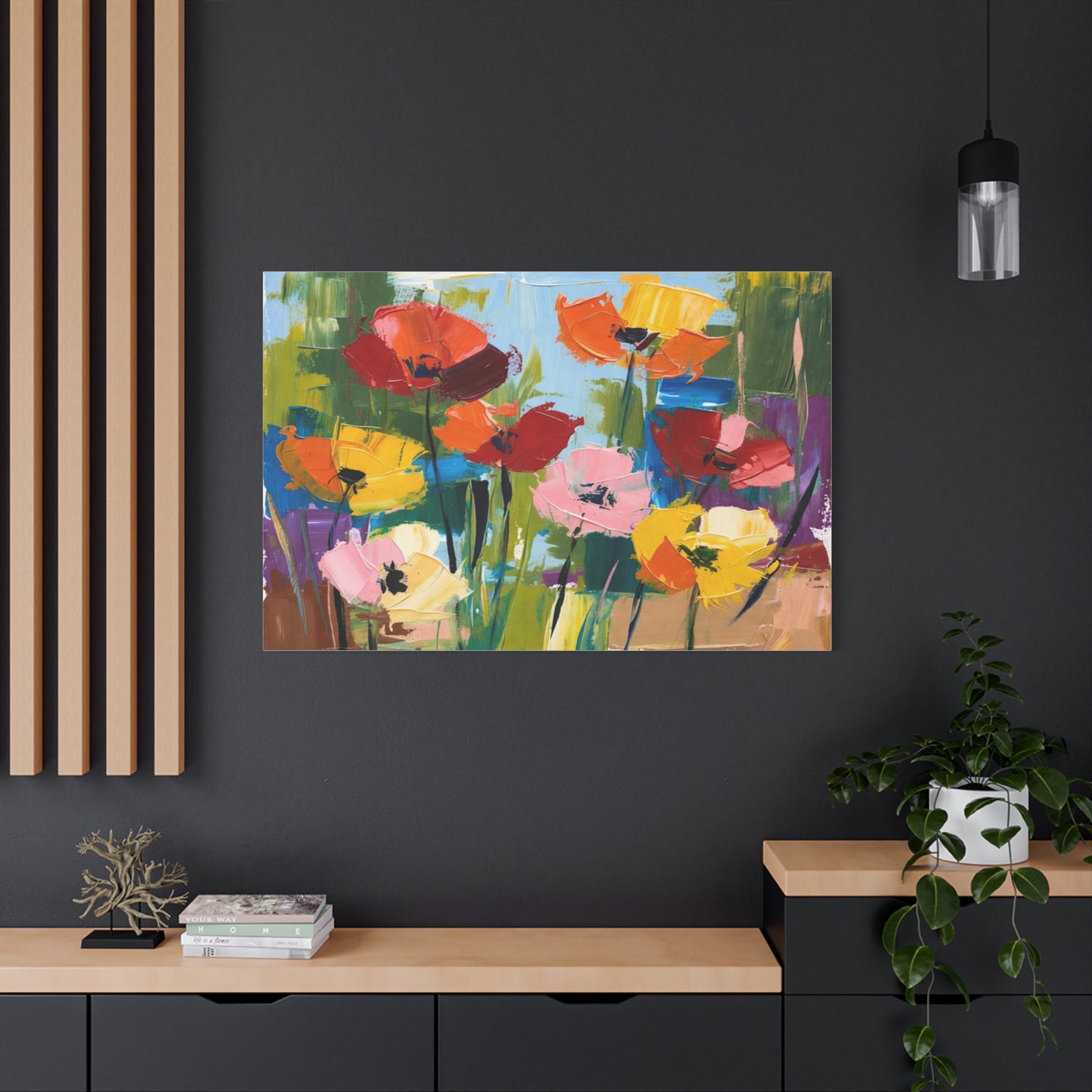 Colorful Abstract Floral Canvas Wall Art — Matte Stretched 1.25"
