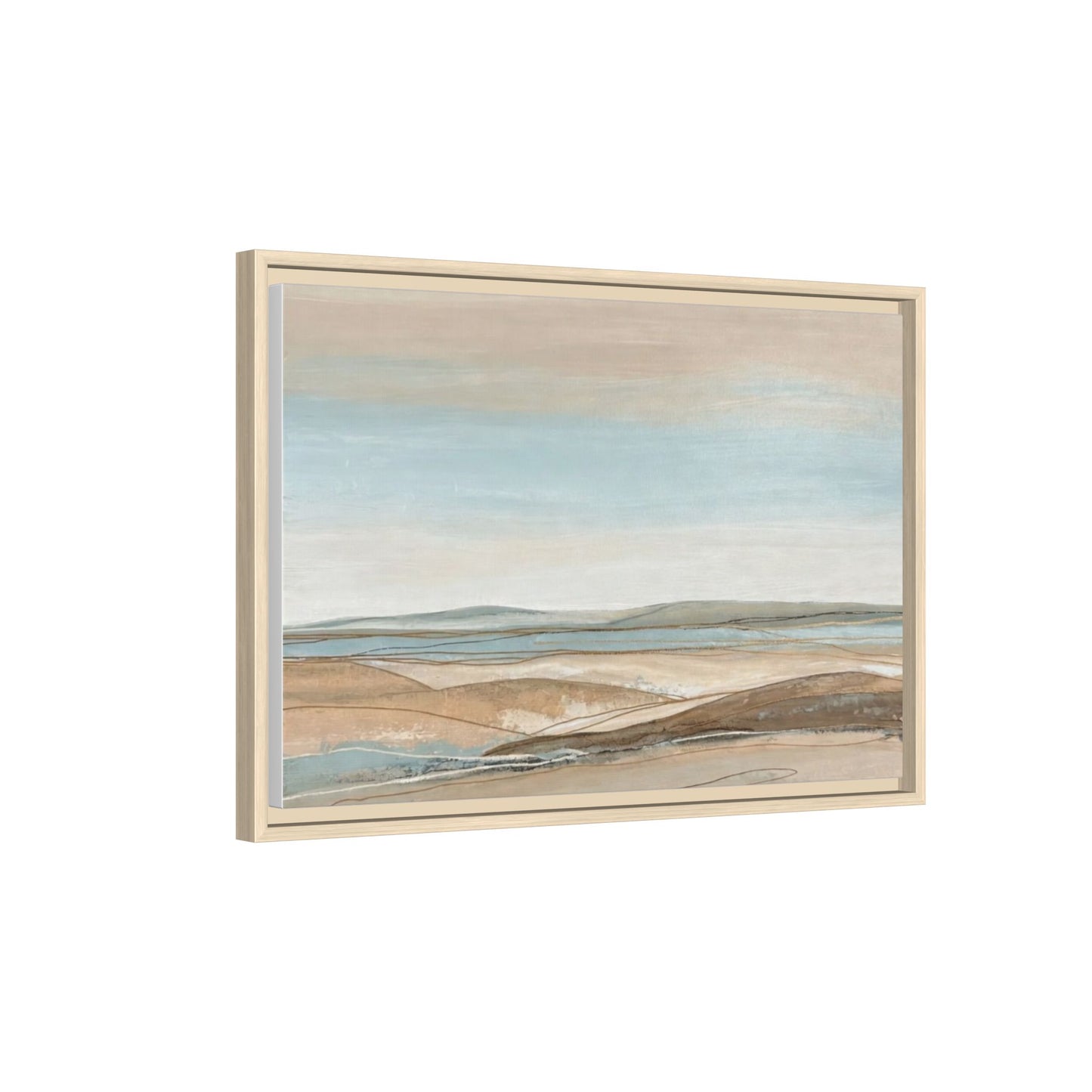 Framed Abstract Landscape Matte Canvas — Serene Coastal Horizon Wall Art