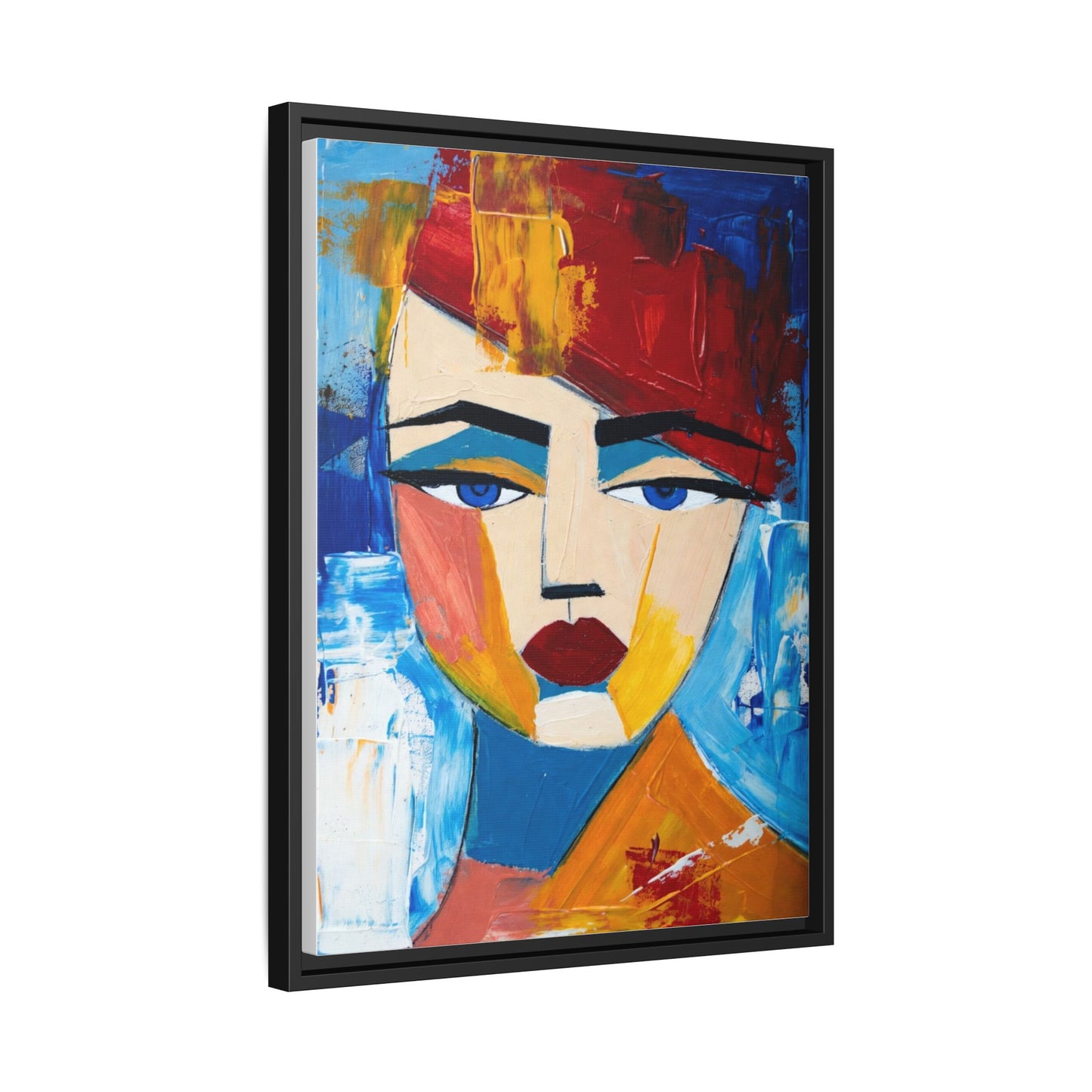 Abstract Colorful Portrait Framed Canvas Art