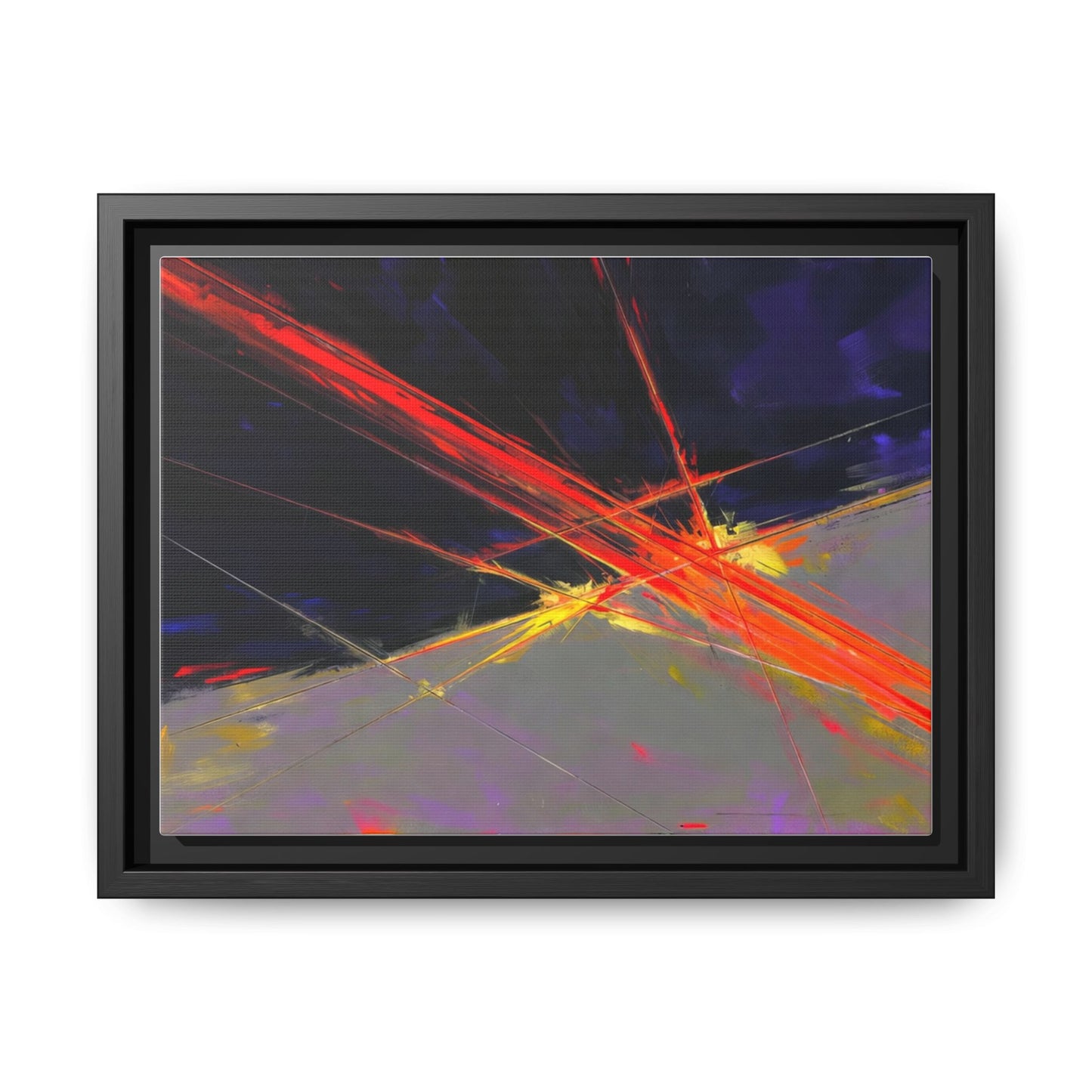 Abstract Red Streaks Framed Matte Canvas Art — Modern Multi‑Color Wall Decor