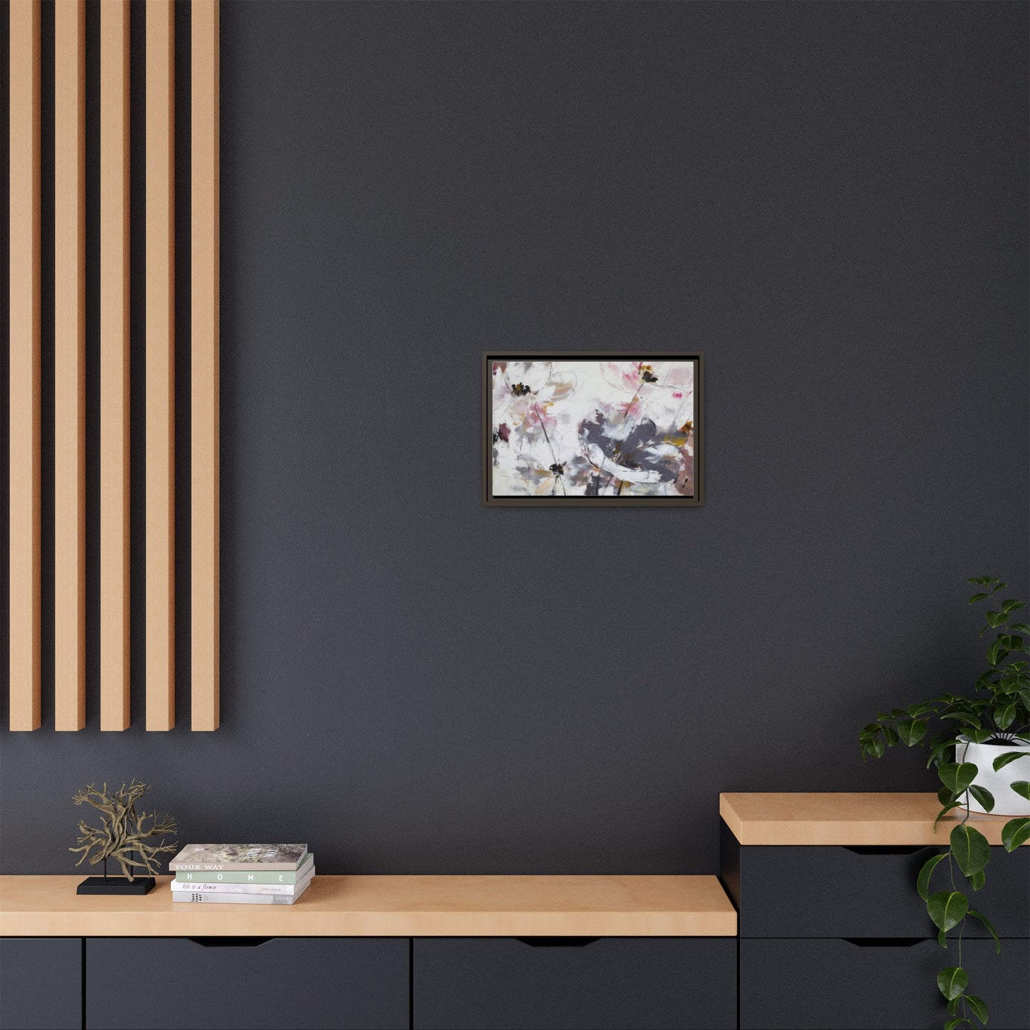 Abstract Floral Matte Canvas Framed Wall Art — Soft Watercolor Blooms