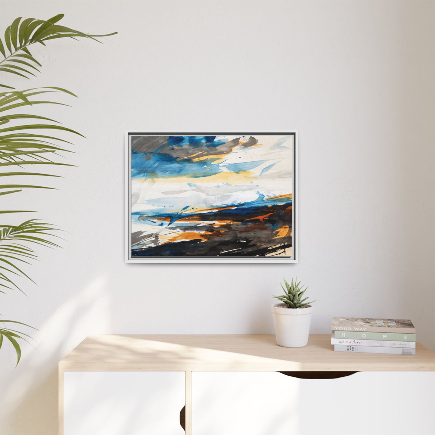 Abstract Coastal Waves Matte Canvas Framed Wall Art