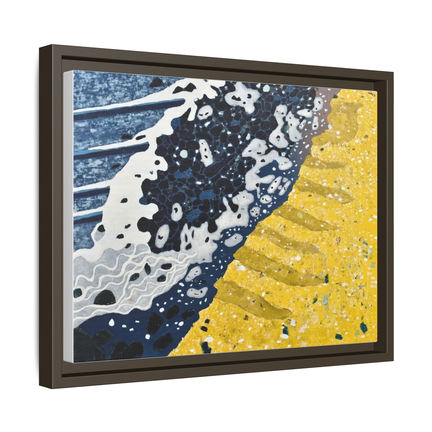 Framed Abstract Ocean & Sand Matte Canvas Print