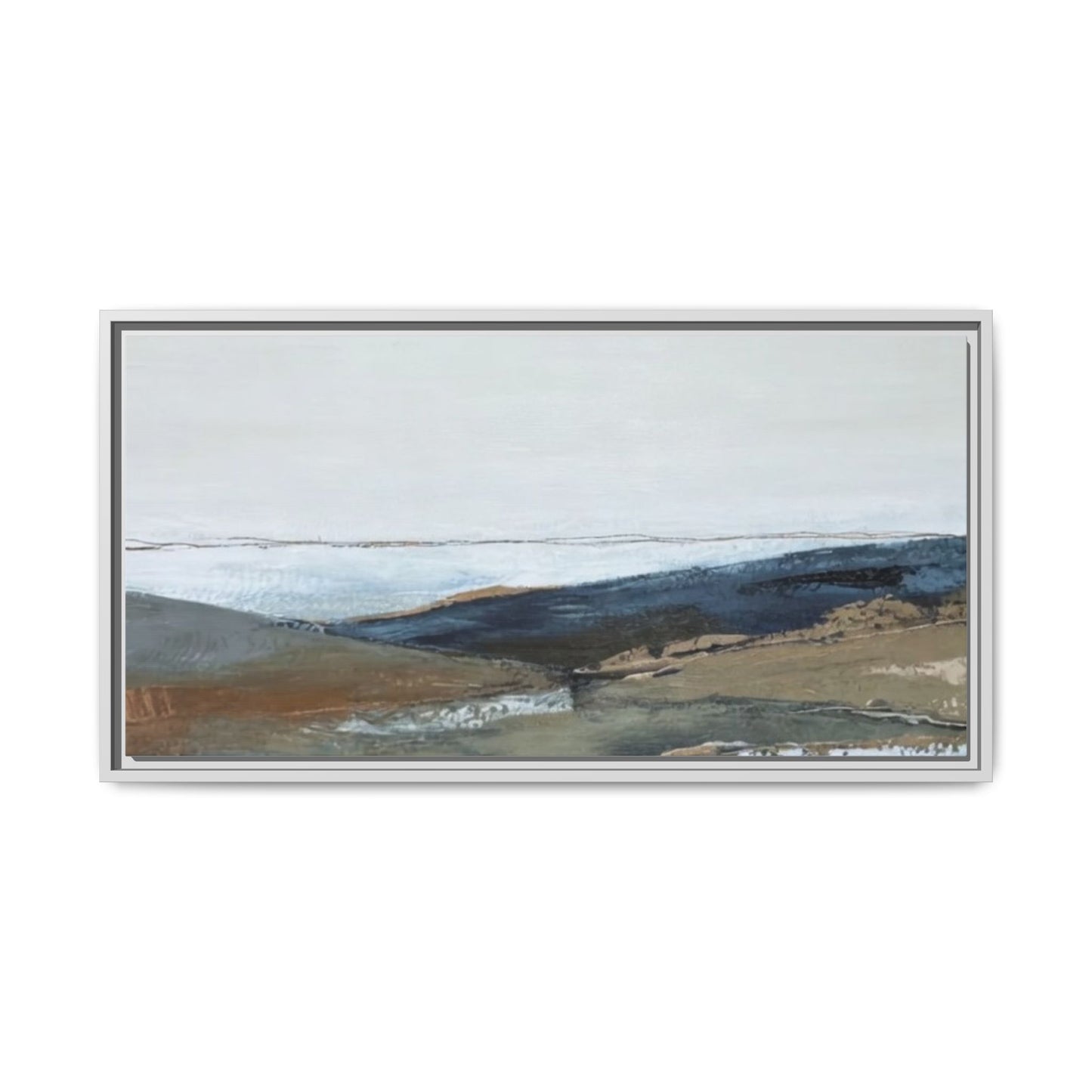 Framed Matte Canvas Wall Art — Serene Coastal Abstract Landscape