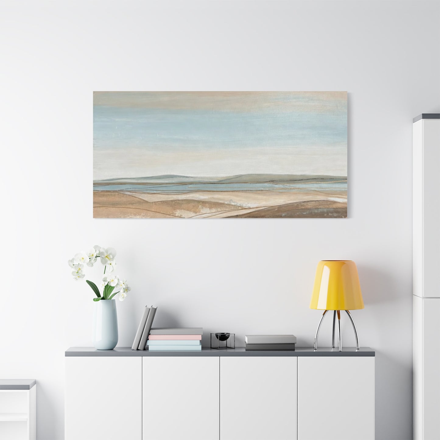 Coastal Pastel Landscape Canvas — Matte Stretched Wall Art