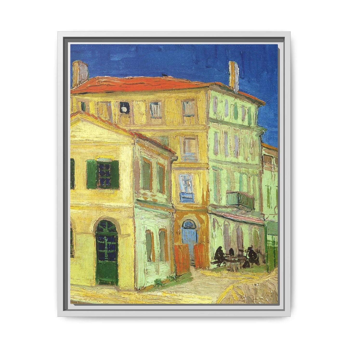 Mediterranean Street Scene Matte Canvas Framed Wall Art