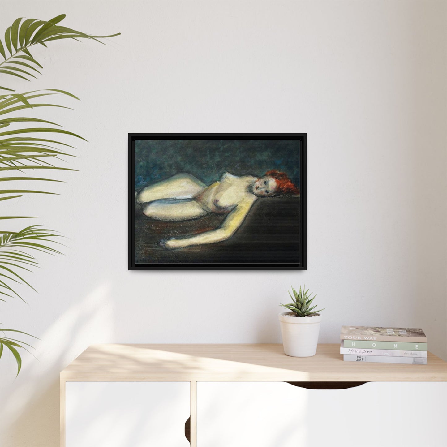 Lying nude by Paul Gosselin Framed Matte Canvas Wall Art Print