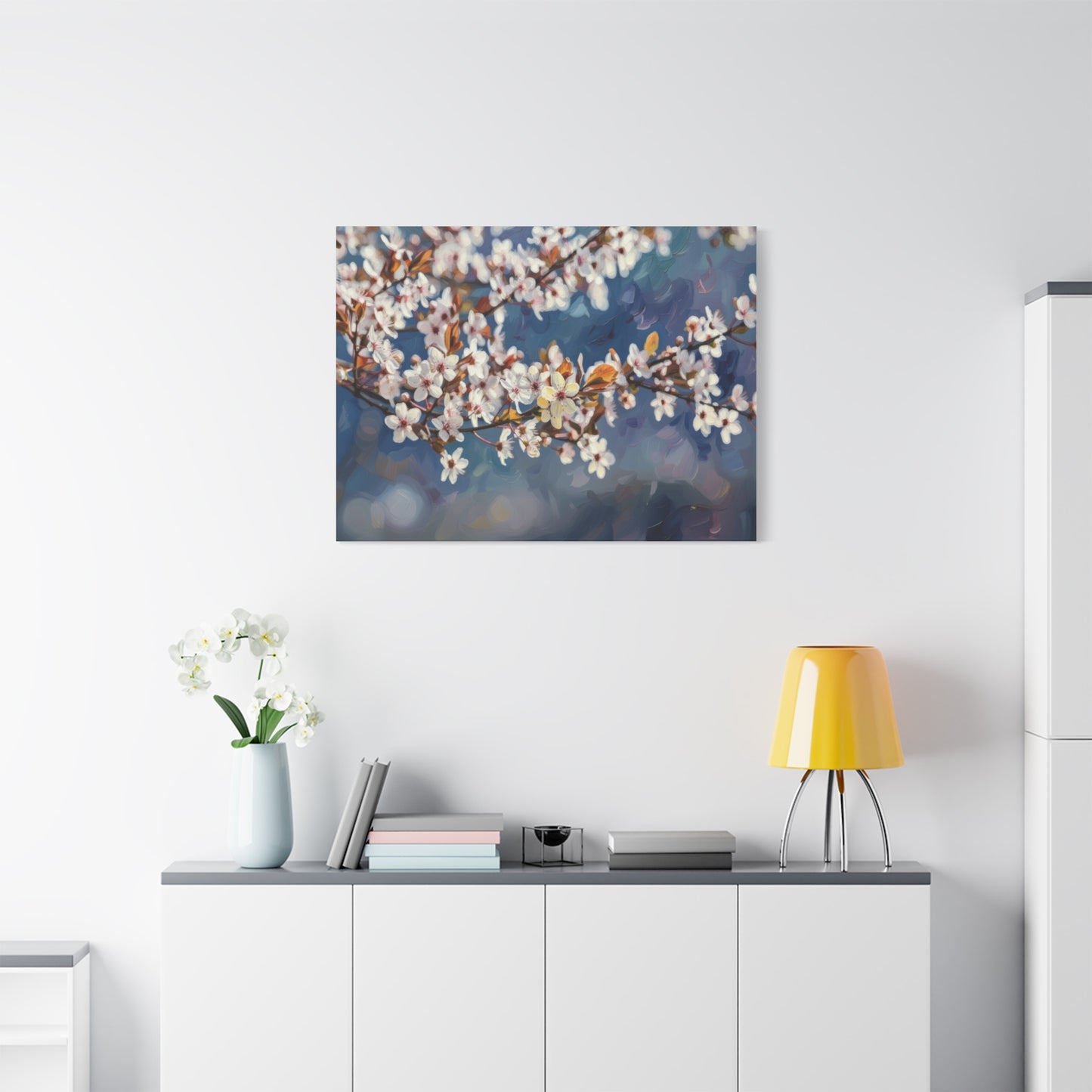 Cherry Blossom Branch Matte Canvas Wall Art — Spring Floral Print
