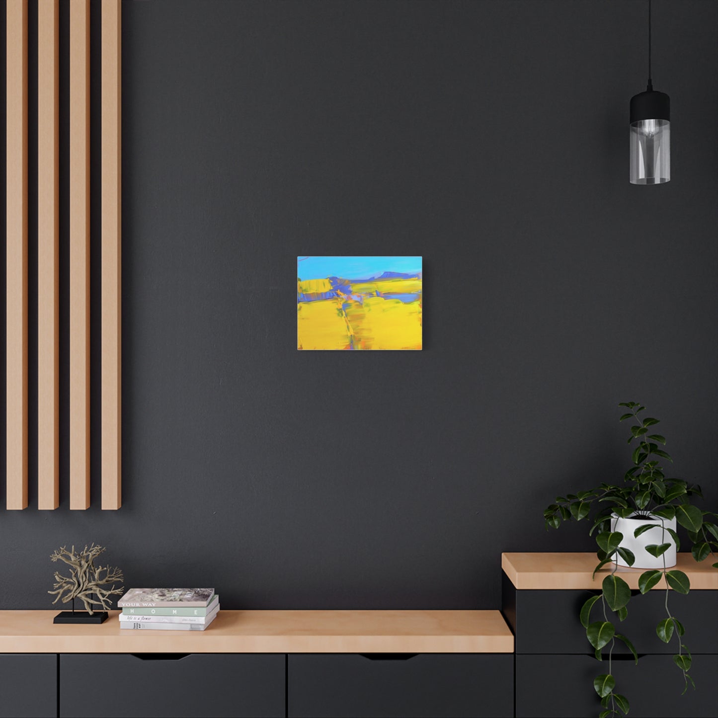 Abstract Yellow Field Canvas Wall Art  Vibrant Landscape Matte Stretched Canvas 1.25"