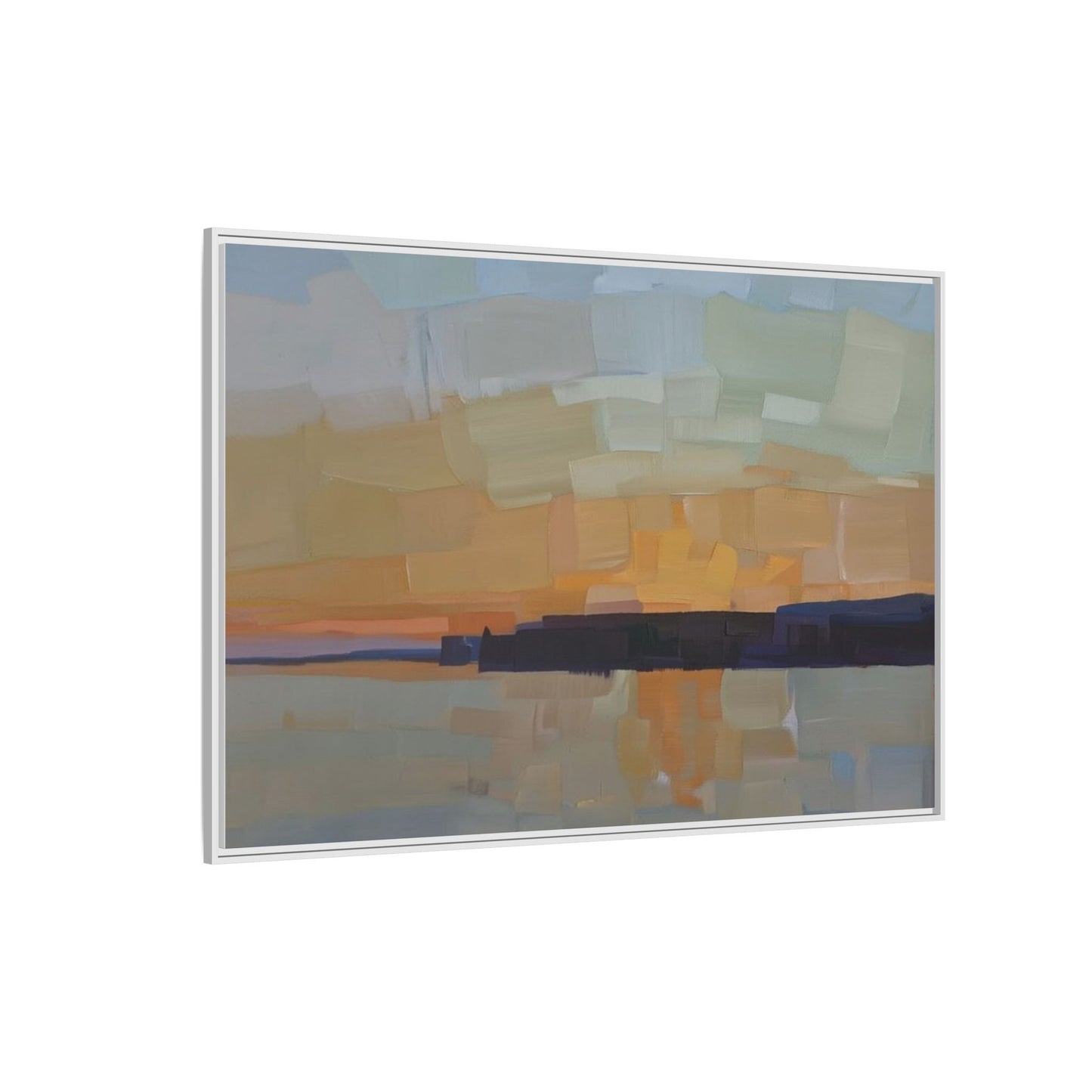 Framed Matte Canvas Sunset Abstract Landscape Art Print