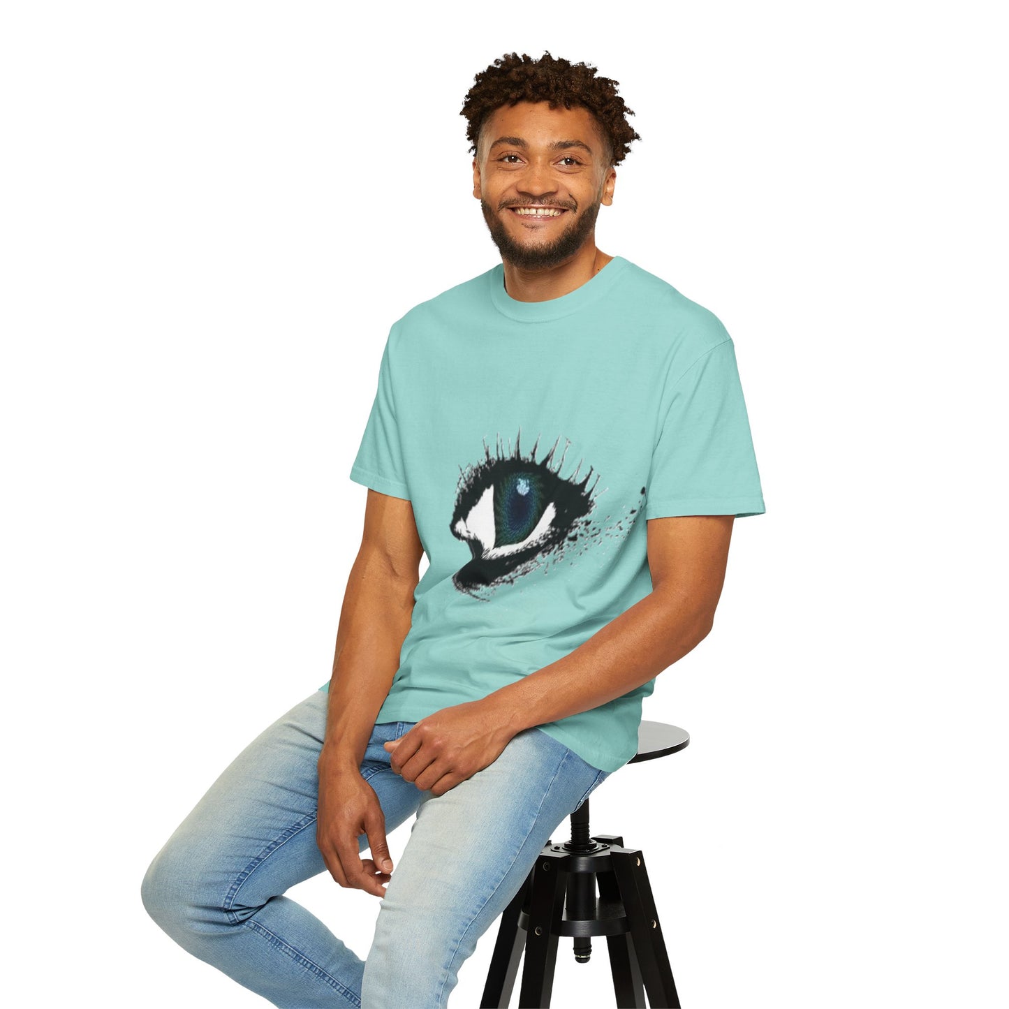 Eye Graphic T-Shirt — Blue Iris Grunge Art Tee