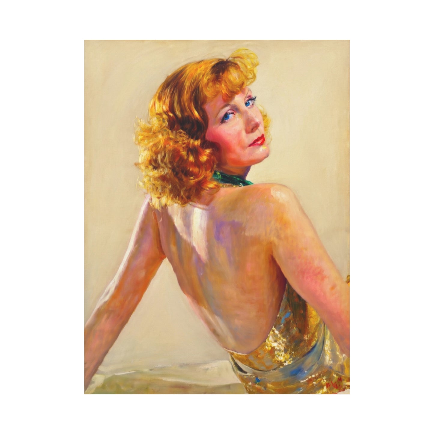 Vintage Greta Garbo Glam Portrait Canvas