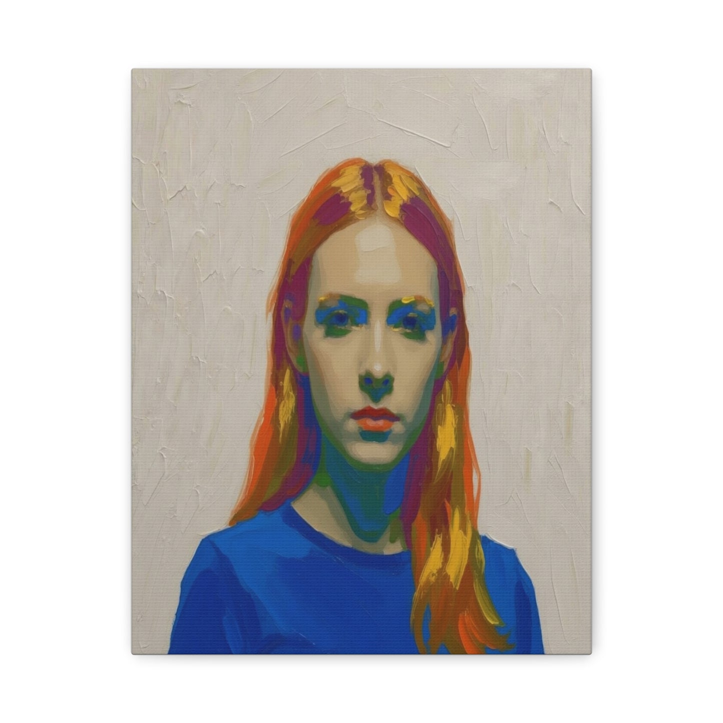 Modern Pop Portrait Canvas — Colorful Woman Matte Stretched Wall Art