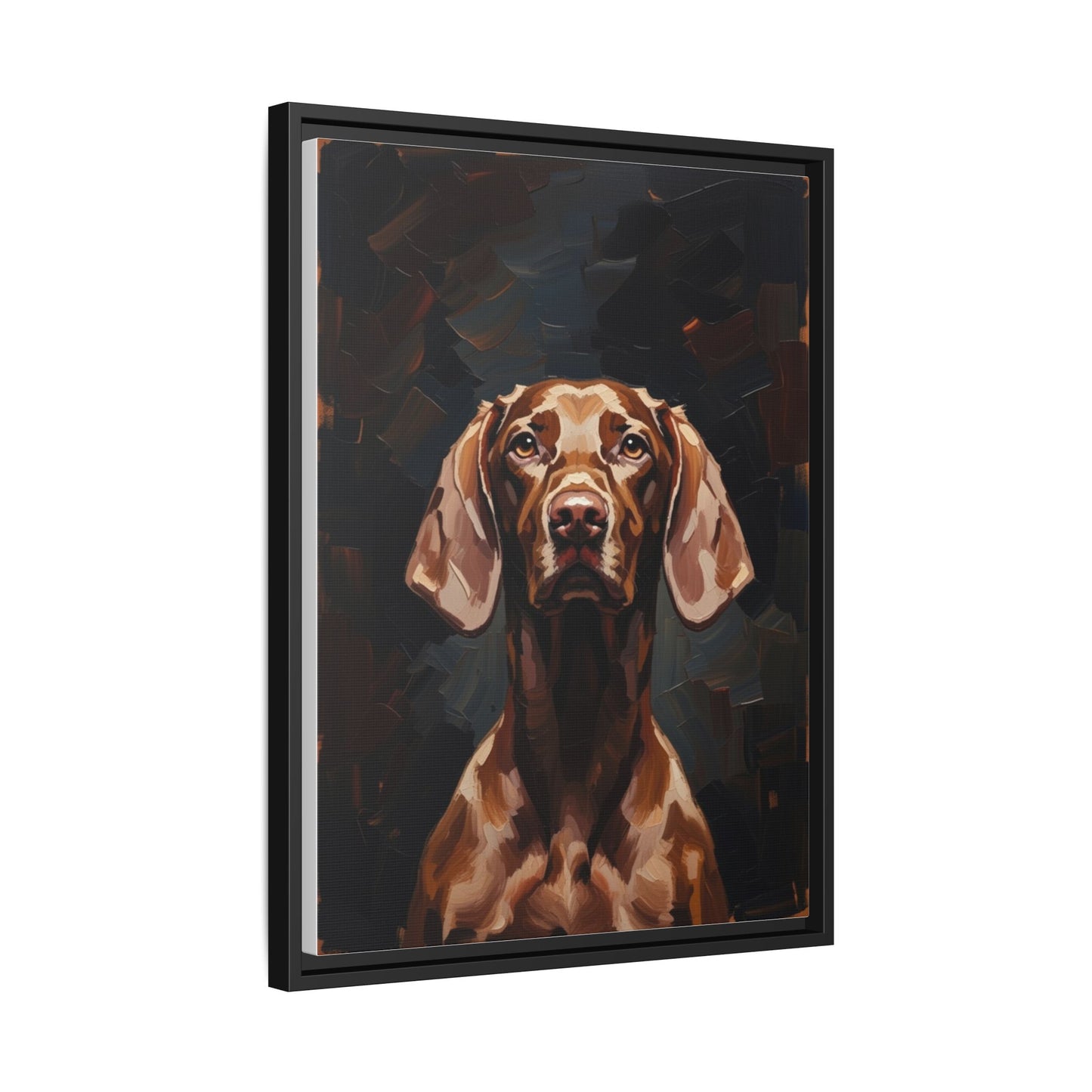 Framed Matte Canvas Dog Portrait – Brown Vizsla Wall Art