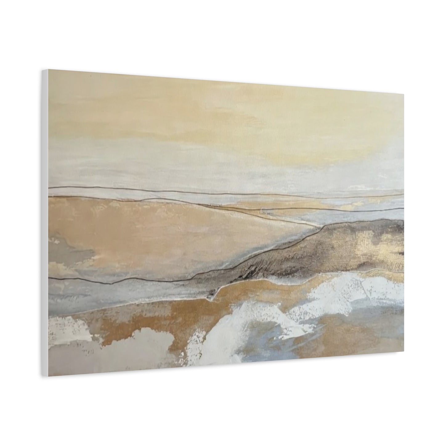 Abstract Coastal Landscape Canvas — Neutral Seascape Matte Stretched Wall Art