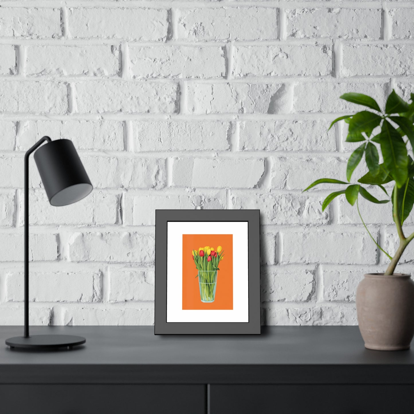 Framed Poster — Colorful Tulip Vase Wall Art (Spring Floral Print)